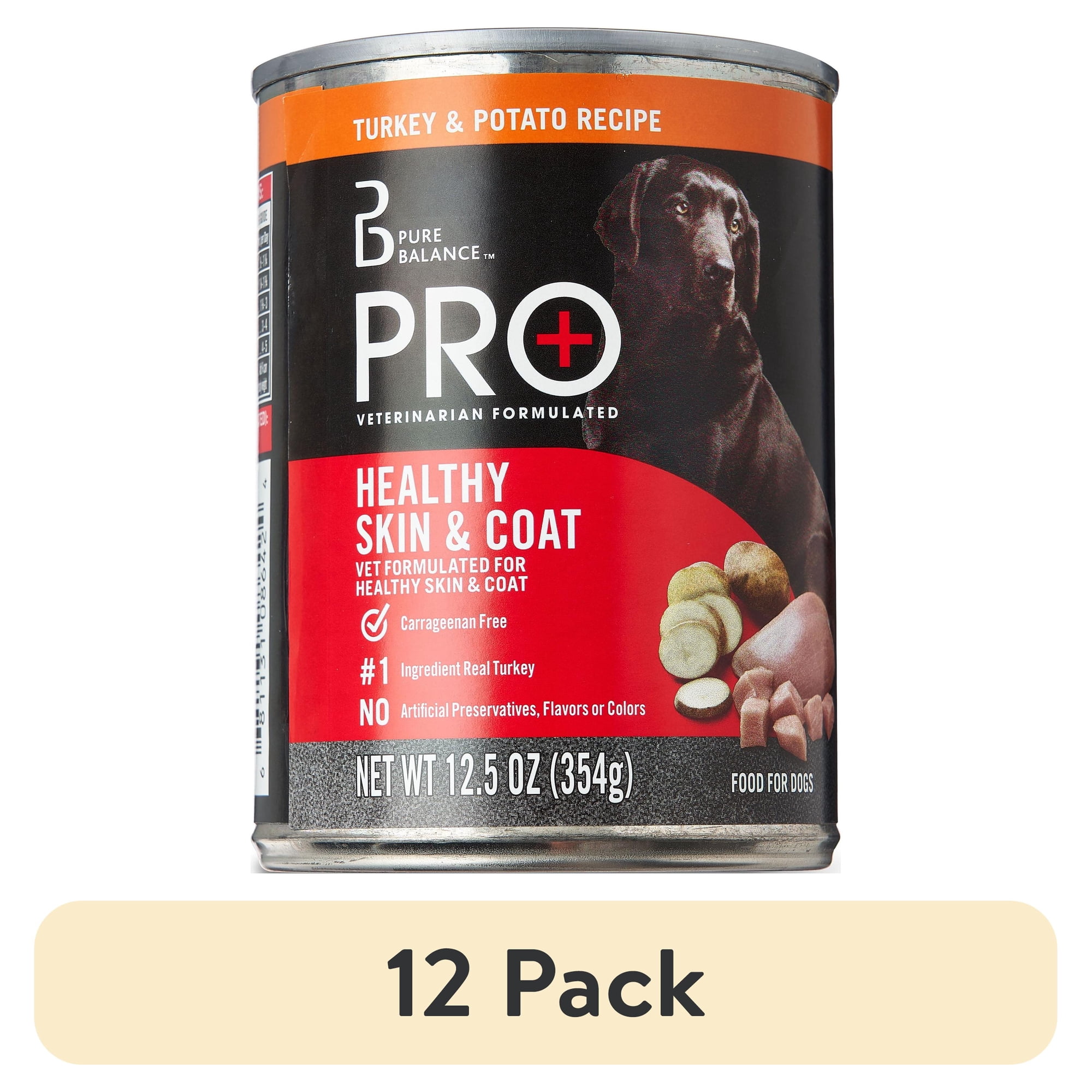(12 pack) Pure Balance Pro+ Turkey & Potato Recipe Wet Dog Food, 12.5 oz Can