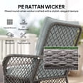 thumbnail image 4 of 3 Piece Wicker Patio Bistro Set, Light Grey Outdoor Rocking Chairs with High Back Cushions and 2-Tier Glass Coffee Table for Garden, Porch, Balcony or Backyard Relaxation, 4 of 7