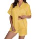 thumbnail image 1 of Conjunto de dos piezas para mujer con camiseta de manga corta y cuello en V y pantalones cortos, ideal para el verano y el ocio deportivo., 1 of 7