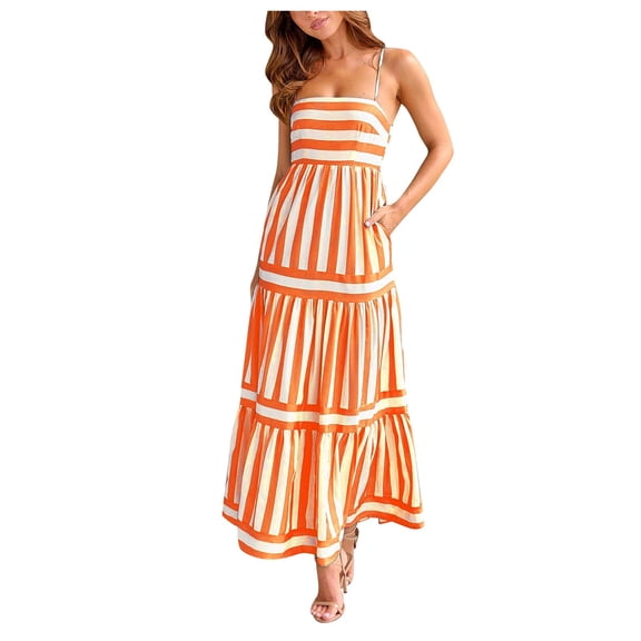 Women's Casual Summer Floral Long Maxi Dresses Floor Length Sleeveless Plus Size Sundresses