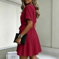 thumbnail image 7 of Bxsruta Womens Summer Dress Casual Short Sleeve V Neck Wrap Mini Dress for Vacation Beach, 7 of 7