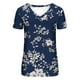 thumbnail image 4 of ICHUANYI Clearance Women's Summer V-neck Printed T-shirt Fashion And Comfortable Women's Short Sleeve Tops(Navy, M) ICHUANYI WER2023081011917, 4 of 5