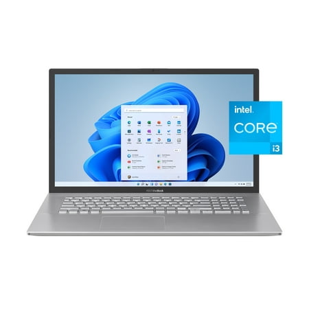 ASUS VivoBook17.3” FHD Laptop, Intel Core i3-1115G4, 8GB RAM, 256GB SSD, Transparent Silver, Windows 11 Home, K712EA-WH34
