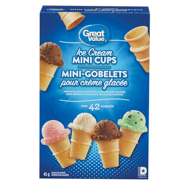 Mini-gobelets pour crème glacée de Great Value 42 gobelets, 45 g