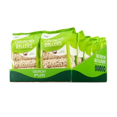 Friendly Grains - Crunchy Rollers - Sweet Rice Snacks, Crispy Puffed Rice Rolls, Healthy Snack Rolls for Adults and Kids - Classic White Rice - 3.5 oz Individual Packs (12 Packs of 8)