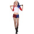 thumbnail image 2 of HDE Women's Red and Blue Metallic Sequin Booty Shorts for Harley Misfit Halloween Costume (Red and Blue, 2X), 2 of 5