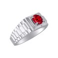 thumbnail image 4 of RYLOS Mens Rings Sterling Silver Ring Gorgeous 7MM Round Shape Gemstone Designer Style Ring Fun & Fabulous Ruby July Birthstone Rings For Men, Men's Rings, Silver Rings, Sizes 8,9,10,11,12,13, 4 of 7