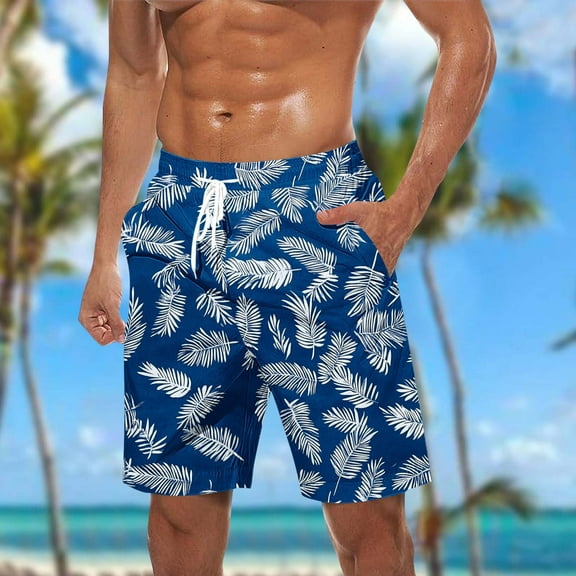 WAENQINLA Men's Swim Trunks Board Shorts Drawstring Summer Beach Shorts Swimsuit Elastic Waist Swimwear for Men - No Liner