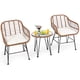 thumbnail image 5 of Costway Juego de 3 Piezas Muebles de Mimbre de Bistro de Conversación de Patio Mesa Redonda de Vidrio 2 Sillones Cojines para Jardín Piscina, 5 of 7