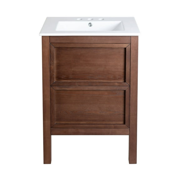 Swiss Madison SM-BV371WN-3 Nadar 24" Free Standing Single Basin Vanity Set - Brown Oak /
