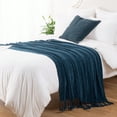 thumbnail image 3 of Battilo Navy Blue Throw Blanket,Cozy Knit Chenille Blanket for Living Room Decor,Navy Throw,50"x60", 3 of 8
