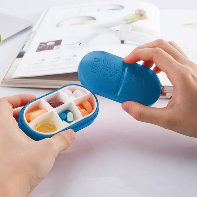 Organizador semanal de vitamina C | Pastillero diario con 6 compartimentos | Estuche portátil de viaje | Suministro para una semana | Colores pastel | Contenedor de plástico
