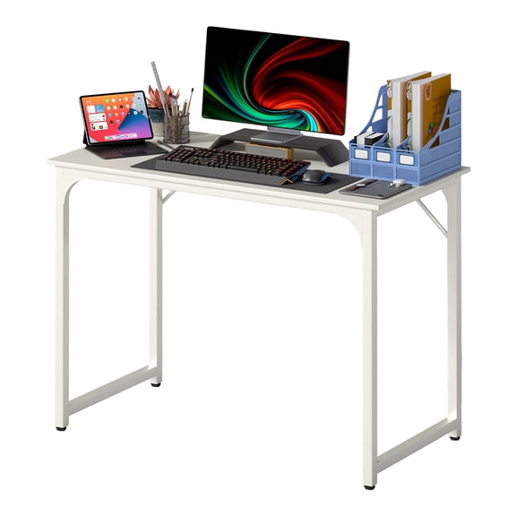NiamVelo Computer Desk 40 inches Home Office Desk Modern Simple Style PC Desk with Sturdy Metal Frame for Adults & Kids, White