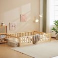 thumbnail image 3 of Ktaxon Montessori Full Floor Bed with Safety Guardrails, Wood Bed Frame, Nature, 3 of 7