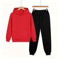 thumbnail image 3 of BXJX Boys Outfit Sets, Long Sleeve School Running 2 Piece Hoodies and Joggers Sets with Pockets Red Size 14-15 T, 3 of 5