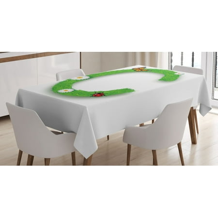 

Letter C Tablecloth Capital C with Grass Greenland Spring Flourishing Nature Themed Character Rectangular Table Cover for Dining Room Kitchen 60 X 90 Inches Green Multicolor by Ambesonne