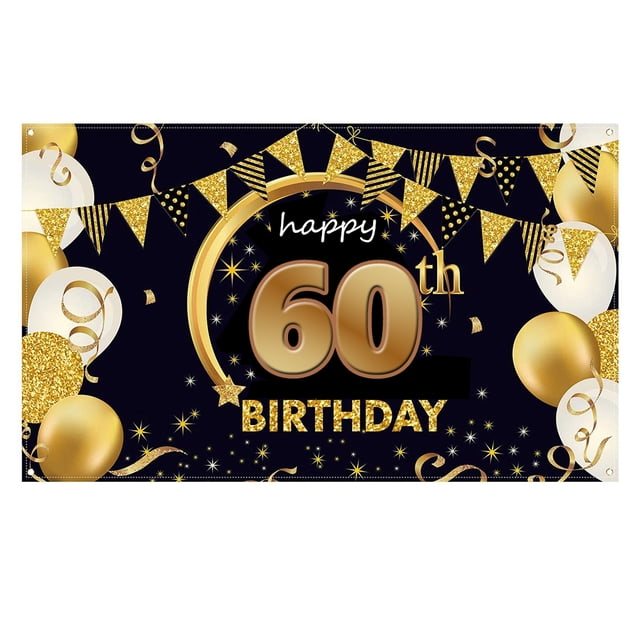 Cartel con el logotipo en ultra negro y dorado para decoración de fiestas de cumpleaños, pancarta de fondo para fotomatón de aniversario