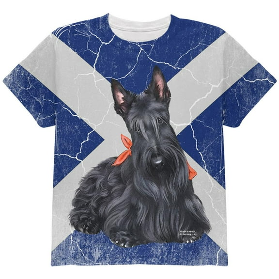 Scottish Terrier Live Forever All Over Youth T Shirt Multi YXL