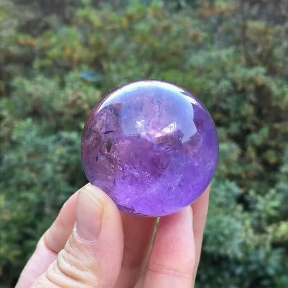 K-KED 40mm Natural Purple Amethyst Quartz Crystal Healing Stone Sphere Ball W/ Stand-default