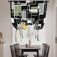 thumbnail image 3 of Sage Green Black Geometric Balloon Curtains for Windows, Bedroom Curtains 54 Inch Length, Modern Abstract Art Block Tie Up Curtains Panels Thermal Insulated Bathroom Curtains Window 42"x54", 3 of 8