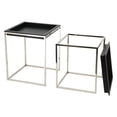 thumbnail image 4 of Empire Art Direct  Black Ostrich Exotic Leather Nesting Tables with Stainless Steel Legs, 4 of 5