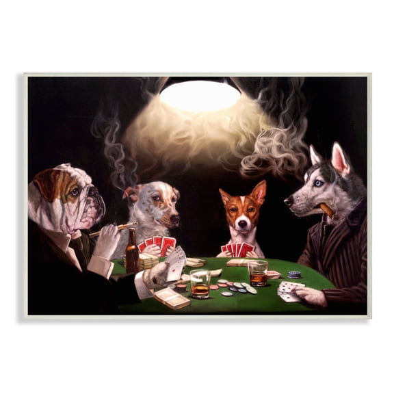 Stupell Industries Dog Poker Funny Pet Painting Unframed Art Print Wall Art, 13x19, by Lucia Heffernan