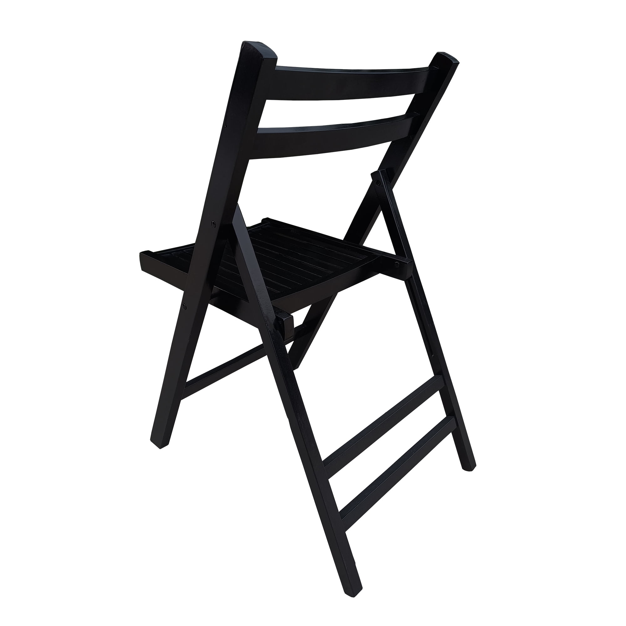 Wooden Folding Dining Chair, 4 Pack Slatted Wood Event Chair Indoor Outdoor Patio Use, Black