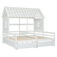 thumbnail image 6 of Harper & Bright Designs Double Shared Bed, Twin Size House Platform Beds with Two Drawers for Boys Girls, House Bed Frame Combination of 2 Side by Side Twin Size Beds, White, 6 of 10