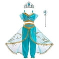 thumbnail image 1 of Girls Princess Jasmine Costume Halloween Party Dress Up with Accessories, 1 of 6