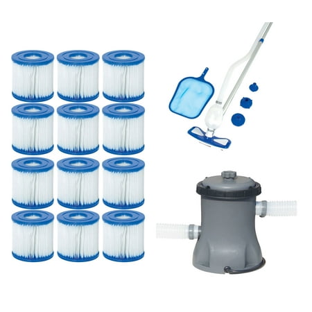 Bestway Type VII/D Filter Cartridges + Pool Cleaning Kit + Pool Filter (Best Way To Store Cupcakes)