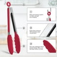 thumbnail image 4 of Premium Stainless Steel Locking Kitchen Tongs with Silicon Tips, Set of 2-9" and 12"(Red), 4 of 19