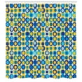 thumbnail image 3 of Yellow and Blue Shower Curtain, Grid Style Circular Shapes on Off White Background Retro Revival Motifs, Fabric Bathroom Set with Hooks, 69W X 70L Inches, Multicolor, by Ambesonne, 3 of 3