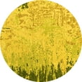 thumbnail image 1 of Ahgly Company Machine Washable Indoor Round Abstract Yellow Modern Area Rugs, 6' Round, 1 of 4