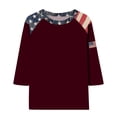 thumbnail image 3 of MEICHEN Ladies' American 250th Anniversary Patchwork Print 3/4 Sleeve 3/4 Sleeved Top Summer T Shirts for Women, 3 of 5