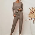 thumbnail image 2 of Summer Saving Clearance!wmjolc Womens Ribbed Knit Jogger Sets Long Sleeve Pjs Set Loose Fit Pullover Top with Sweatpants Lounge Sets Drawstring Tracksuits, 2 of 7