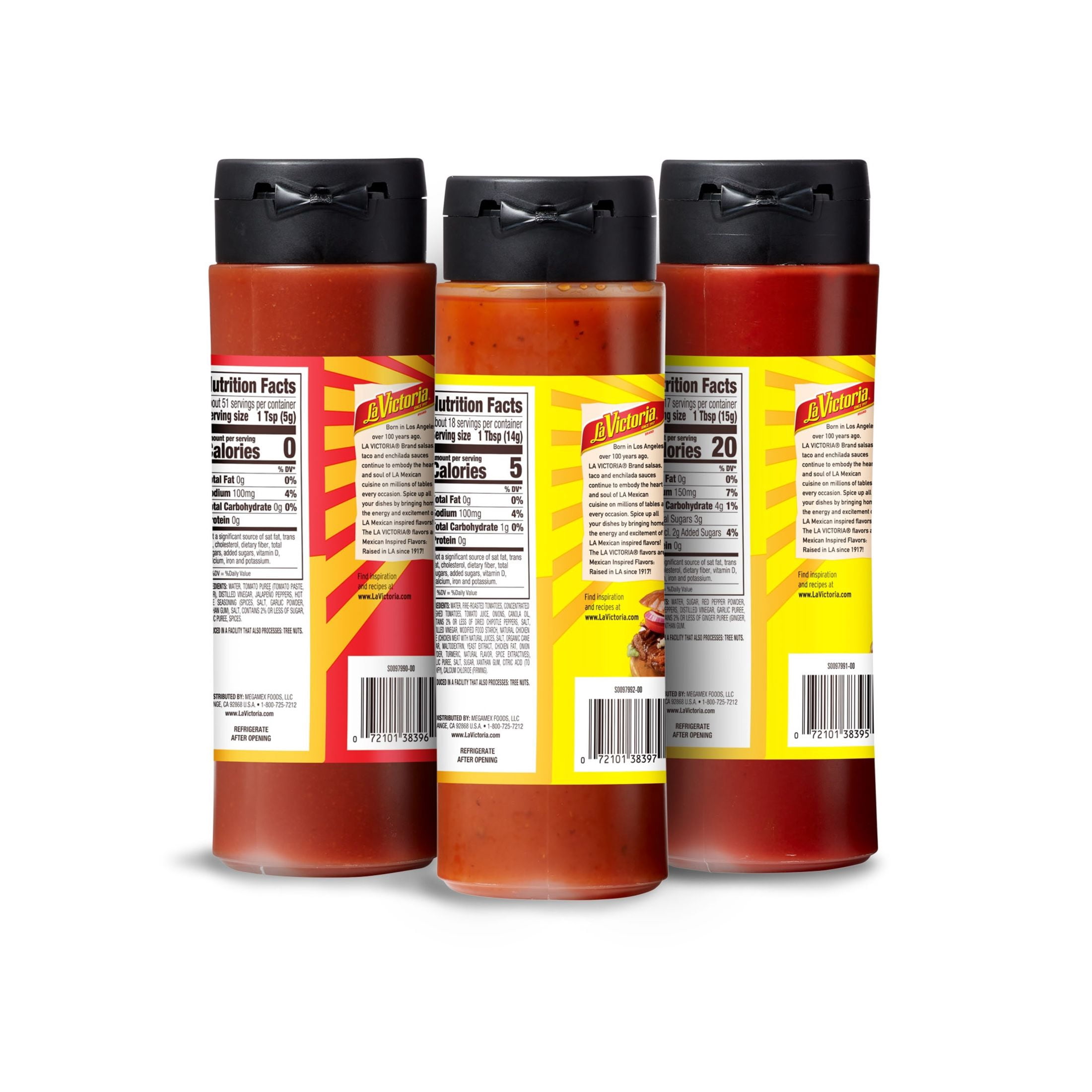 LA VICTORIA Squeeze Variety Pack, Fiery Jalapeño Sauce Hot, Sweet & Spicy Sauce Medium, Chipotle Sauce Medium, 9oz, 3 Count