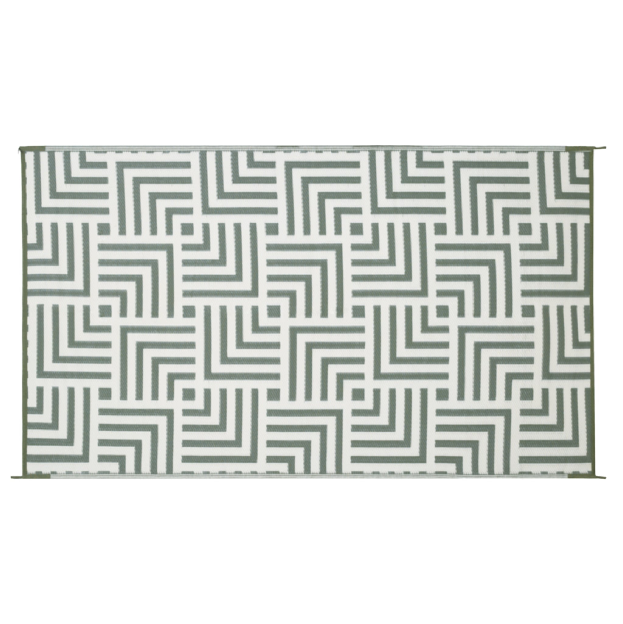 Reversible Mat 5x8 Foot Outdoor Polypropylene Pattern Patio Rug, Olive Green/Beige