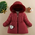 thumbnail image 2 of Kids Puffer Coat Kids Winter Coat with Pocket Zipper Winter Hoodies Coat Solid Color Long Sleeve Girls Winter Jacket for Kids 18-24 Months, 2 of 9
