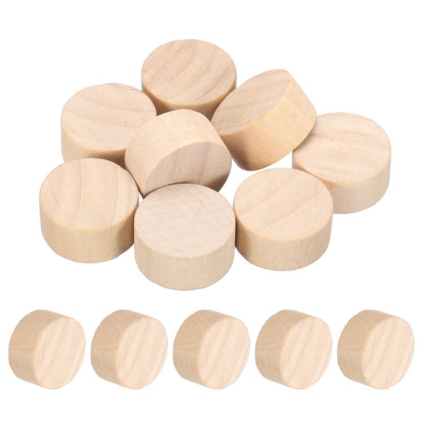 Uxcell 8 Pcs Discos de Madera, 13/16" Diámetro 2/5" Grosor Discos Redondos de Madera Sin Terminar, Fichas de Madera, Monedas, Rodajas de Madera para Manualidades DIY Pintura