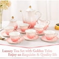 thumbnail image 3 of 22 pcs Porcelain Tea Set for 6 Luxury British Style Tea/Coffee Cup Set with Golden Trim Beautiful Tea Set for Women Tea Party Set Gift Package With a Stand - Gradient Pink, 3 of 8