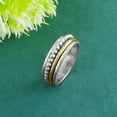 thumbnail image 3 of Meditation Spinner Ring in Solid 925 Sterling Silver Beaded Brass Spinner Fidget Band Jewelry for Women, 3 of 5