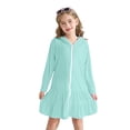 thumbnail image 2 of TIREOW Girls Swim Cover Up Solid Color Long Sleeve Zip-Up Hooded Terry Bathing Beach Pool Swimwear Clothes with Sunglasses 2 Piece Set, 2 of 9