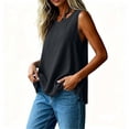 thumbnail image 6 of CHUMUD Women's Cotton Linen Tank Top, Sleeveless Crewneck Pullover, Side Slit Casual Summer Blouse, S-2XL, 6 of 7