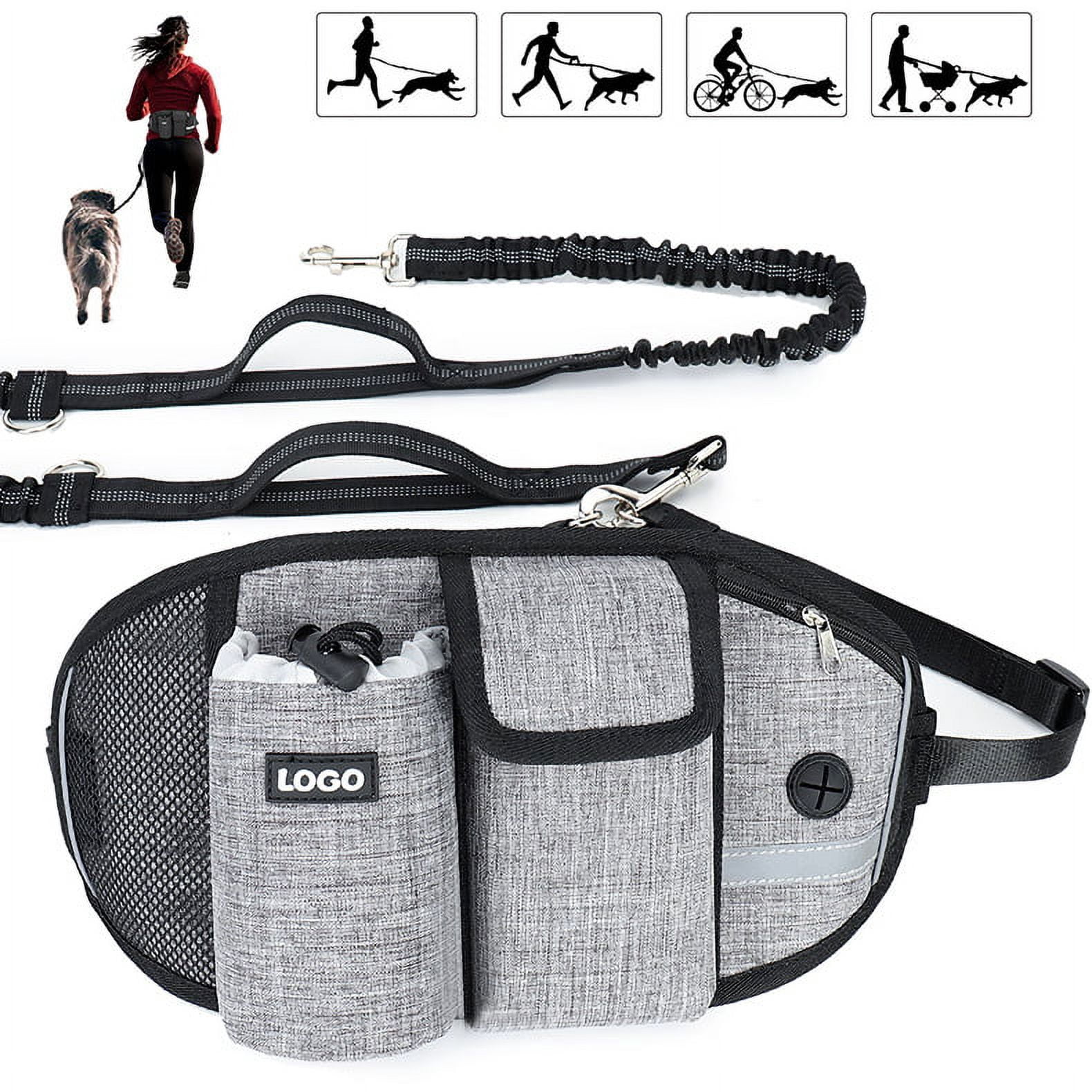 Jinsinto Dog Collars, Leashes & Harnesses, Dog Leashes, Hands Free Dog Leashes up to 110 kg, Gray