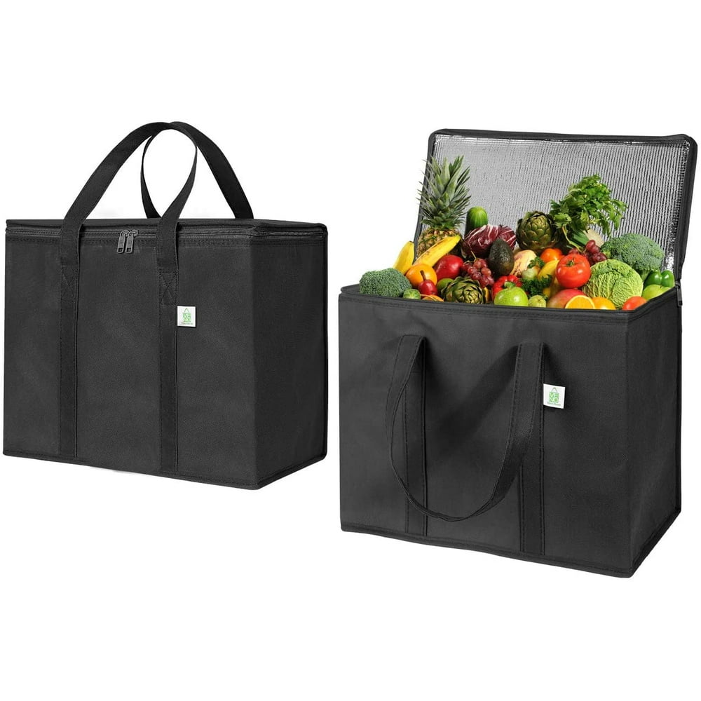 2 Pack Insulated Reusable Grocery Bag by VENO, Durable, Heavy Duty