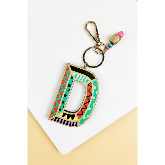 2.75" LETTER SHAPED WOOD ALPHABET KEYCHAIN LETTER KEYCHAIN