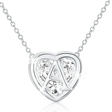 APSVO S925 Sterling Silver Plated Love Heart Initial Necklaces for Women Girls CZ Letter A Pendant Chain Birthday Easter Basket Stuffers Jewelry Gifts Teen Her Mom Wife Adults Kids Age Ideas