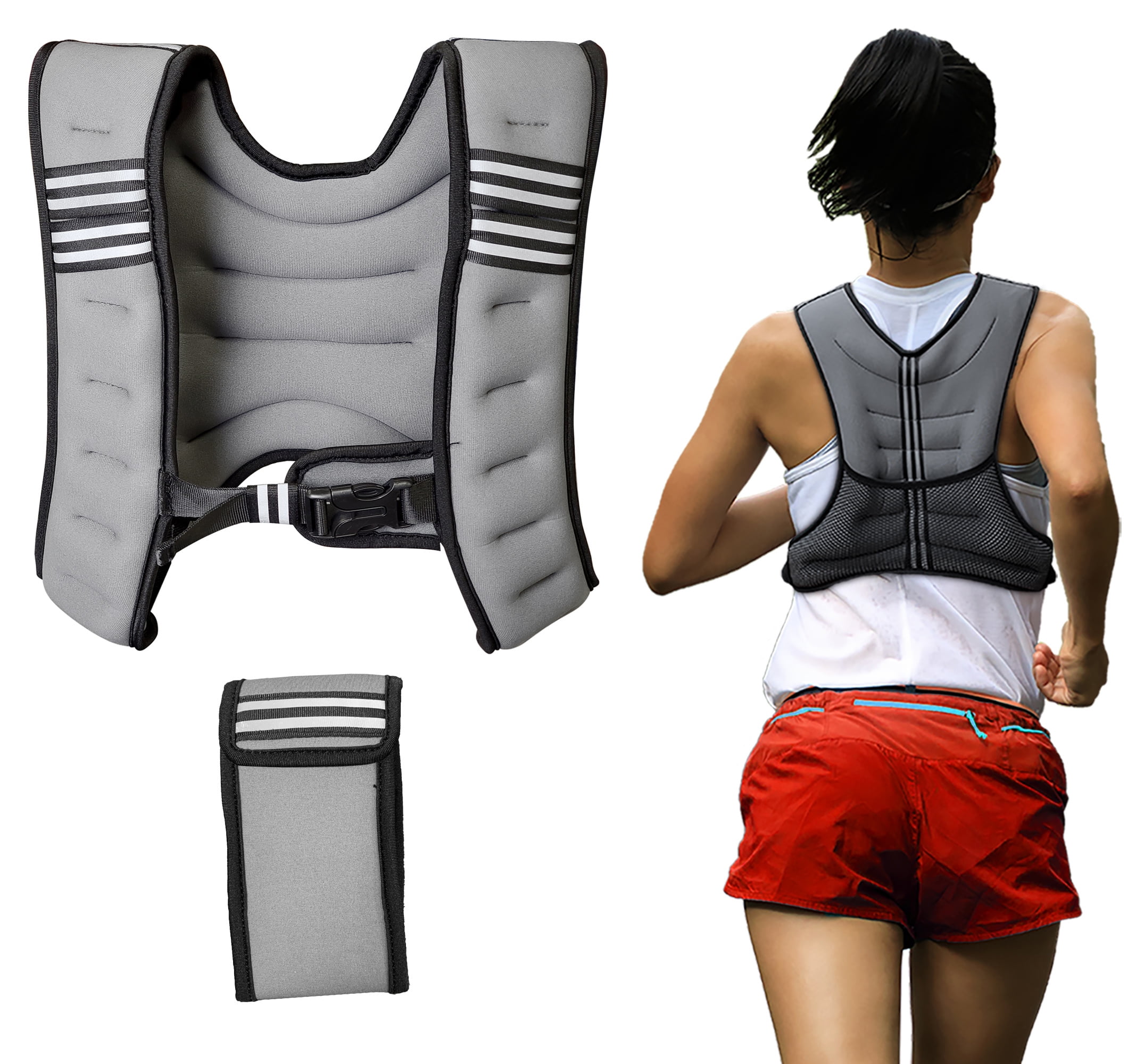FitSense Weighted Vest for Men/Women Workout (6lb), Adjustable Vest for
