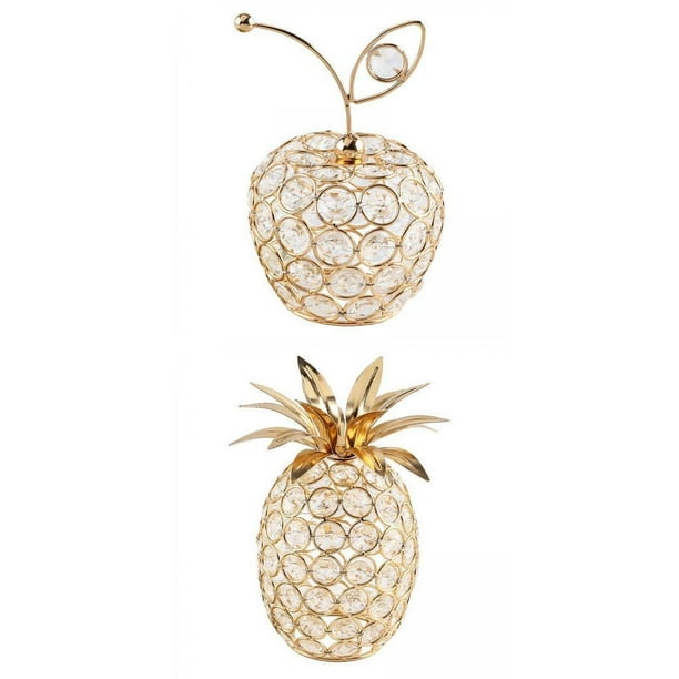 secretgardenu 2 Figuras Decorativas de Frutas de Cristal para Fiestas en Casa fruta y piña