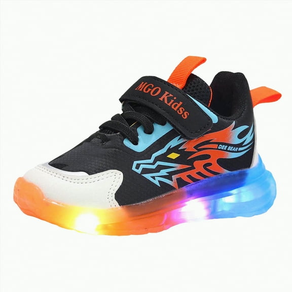 Ccpelsie Toddler Girls Boys Light up Shoes LED Flashing Lightweight Mesh Breathable Walking Sneakers for Toddler and Little Kids Running(Orange,13)